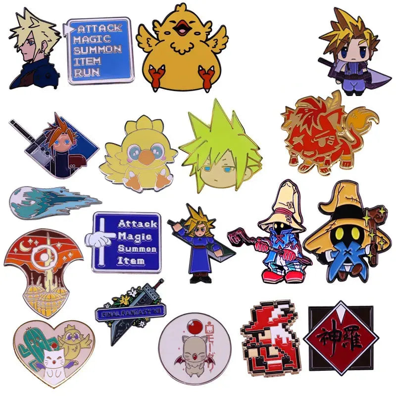 Final Fantasy – broche en émail Cloud Strife Buster, épée météore Chocobo, Badge Mage rouge Vivi, broche de Menu d'attaque Shinra, accessoire de joueur