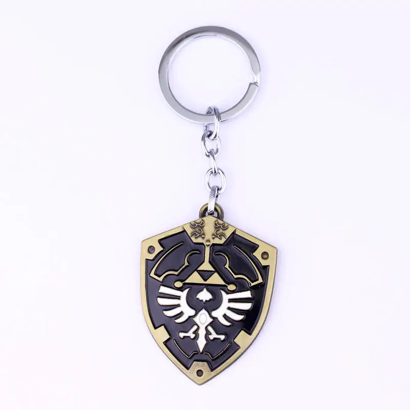 Zeldas Hylian Shield Keychain Breath of The Wild Sheikah Eye Majora's Mask Sword Triforce Symbol Pendant Key Chain Men Jewelry