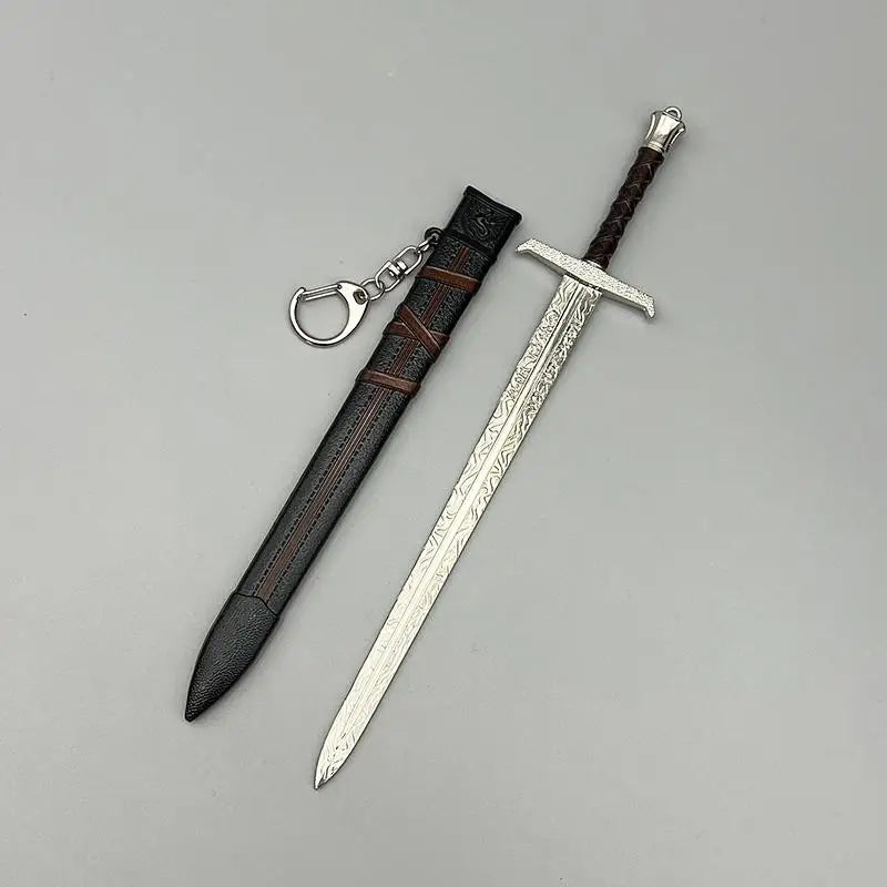 22cm Excalibur King Arthur Weapon Keychain Legend of the Sword Movie Merchandise Medieval Britain Full Metal Sword with Sheath