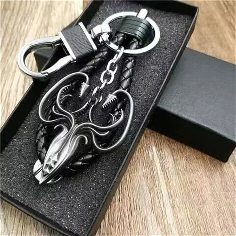 Thrones Keychain Stark Wolf Head Badge Key Chains Leather Rope Keyring Pendant llaveros Accessories Gifts for friends