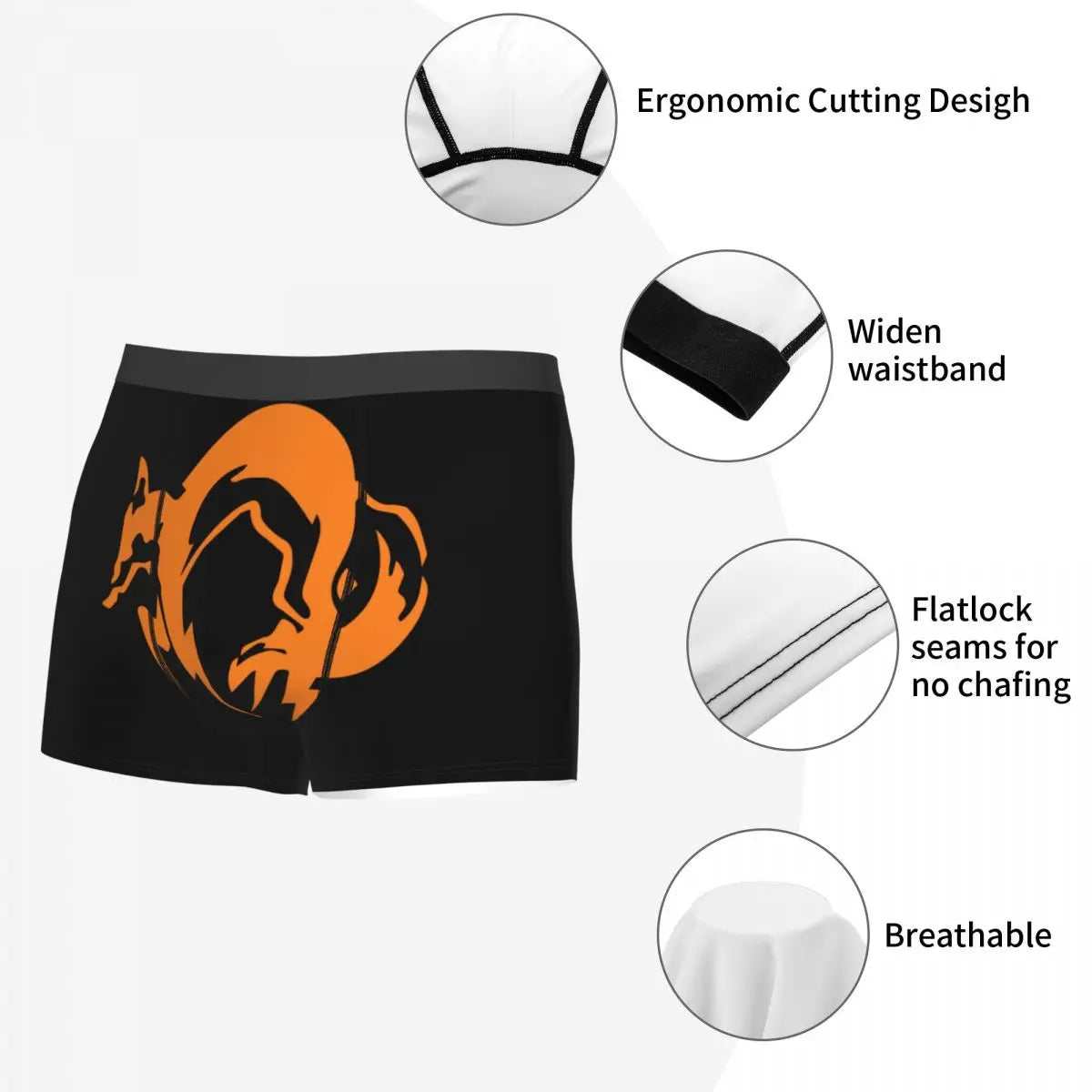 Metal Gear Solid Fox Logo Boxer Shorts For Homme 3D Print Video Game Underwear Panties Briefs Breathable Underpants