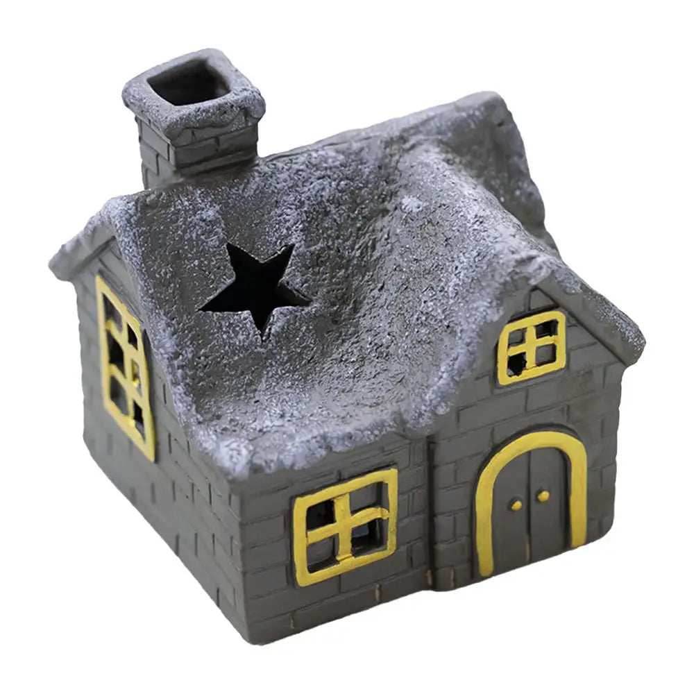 Christmas House Incense Burner - Ceramic Aroma Cone Burner with Chimney Design and Ash Catcher for Table Décor - gold / CHINA