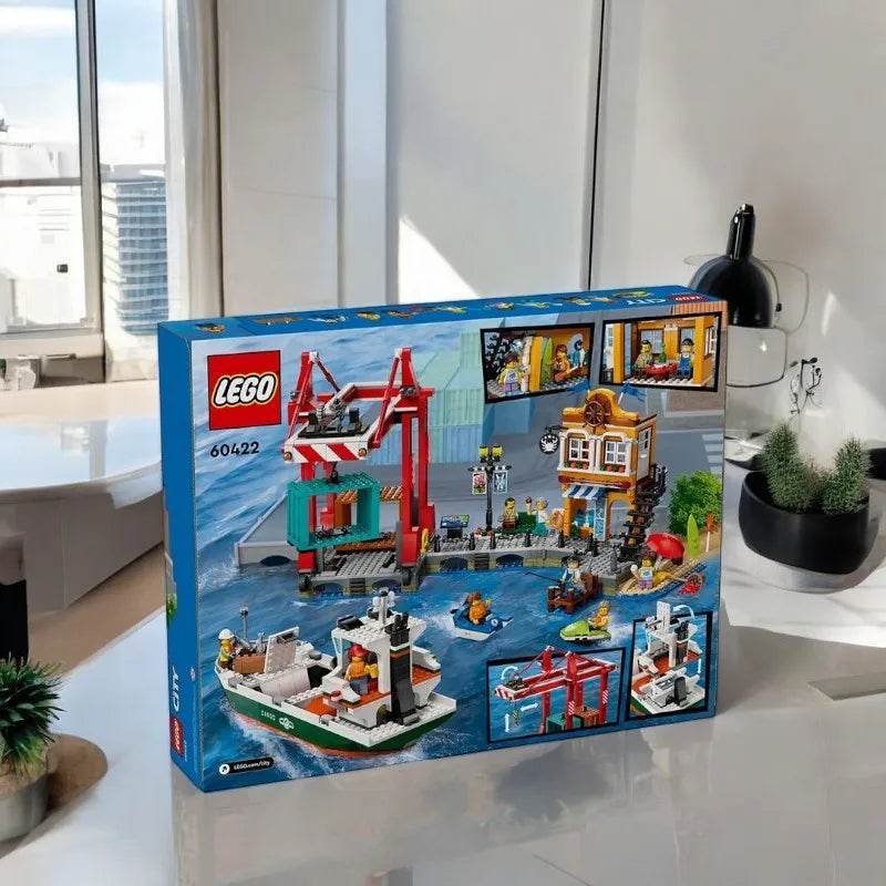 60422 LEGO City Seaside Harbor, with cargo ship toys, model container cranes, and boats, creative gift sets for boys and girls - United States