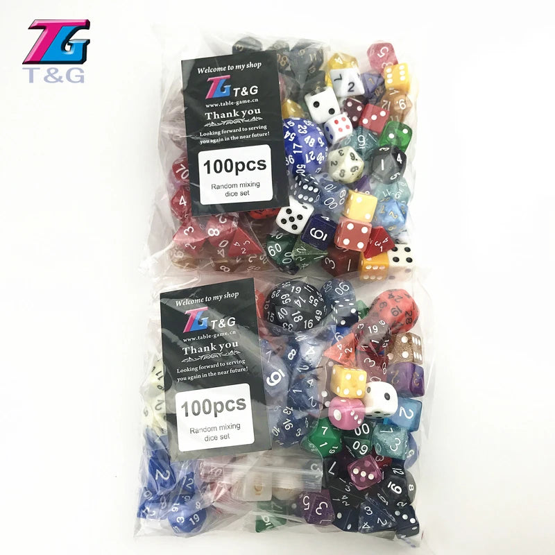 T&G 100 pcs/ set,high quality colorful casino Dice Set mixing random colors,styles, sizes