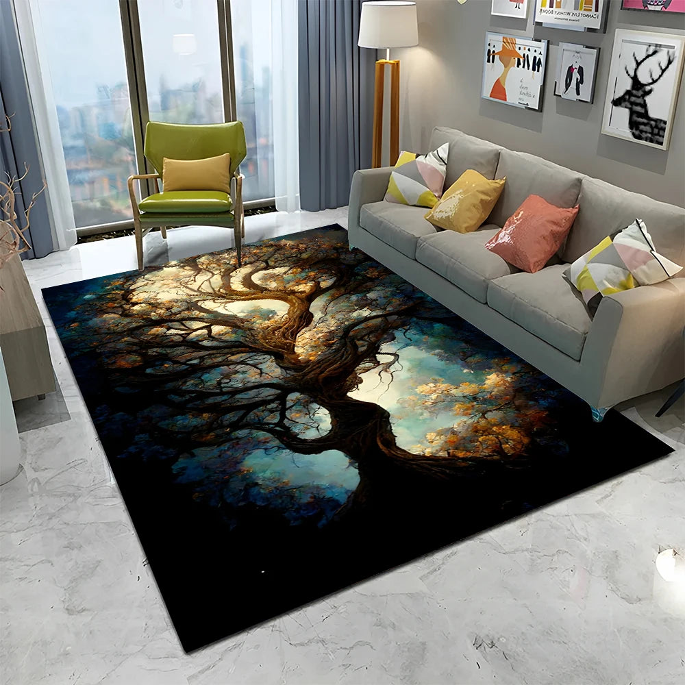 Viking Norse Yggdrasil Tree of Life Carpet Rug for Home Living Room Bedroom Sofa Doormat Decor,Kid Area Rug Non-slip Floor Mat