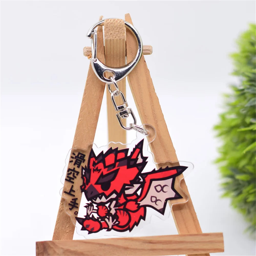 6cm Game Monster Hunter Acrylic keychain 6cm student bag bag small pendant small gift decoration