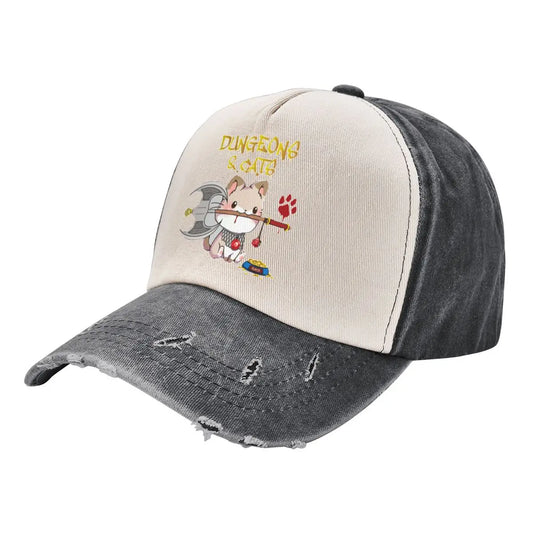 Copie de donjons et chats casquette de baseball Vintage en détresse Denim Snapback chapeau unisexe Style voyage en plein air ajustement réglable chapeaux casquette
