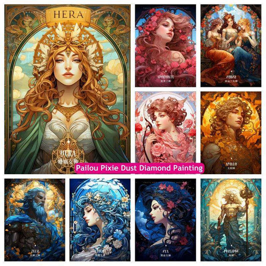 12 Gods Of Greek Mythology Fairy Dust Diamond Painting Hera Athena Zeus Poseidon Art Crystal Cross Stitch Mosaic Decor Diy Gift