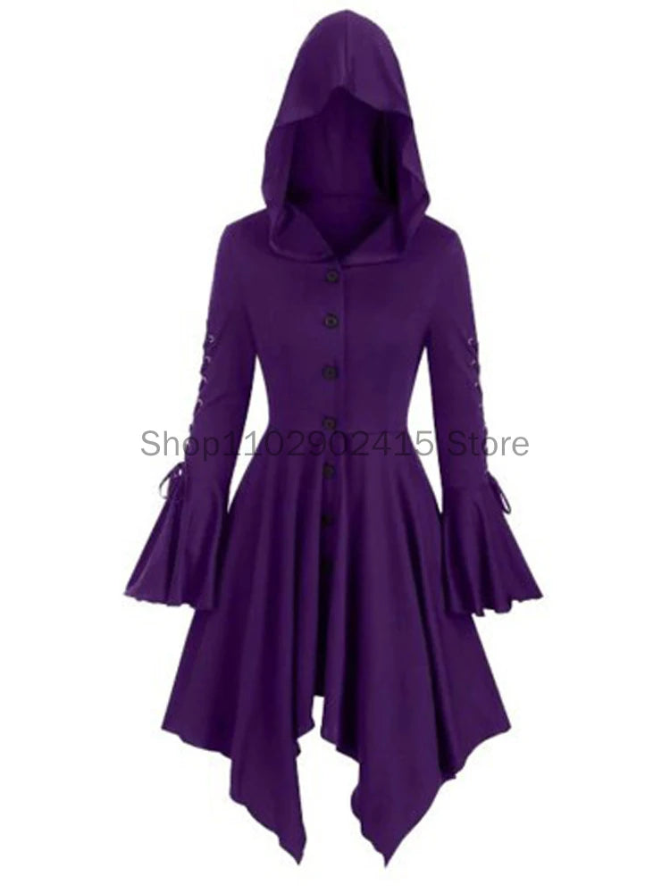 Vestido Retro con capucha de renacimiento Medieval para mujer, capa Steampunk gótica victoriana de elfo, chaquetas, abrigo, disfraces de fiesta de carnaval, Cosplay