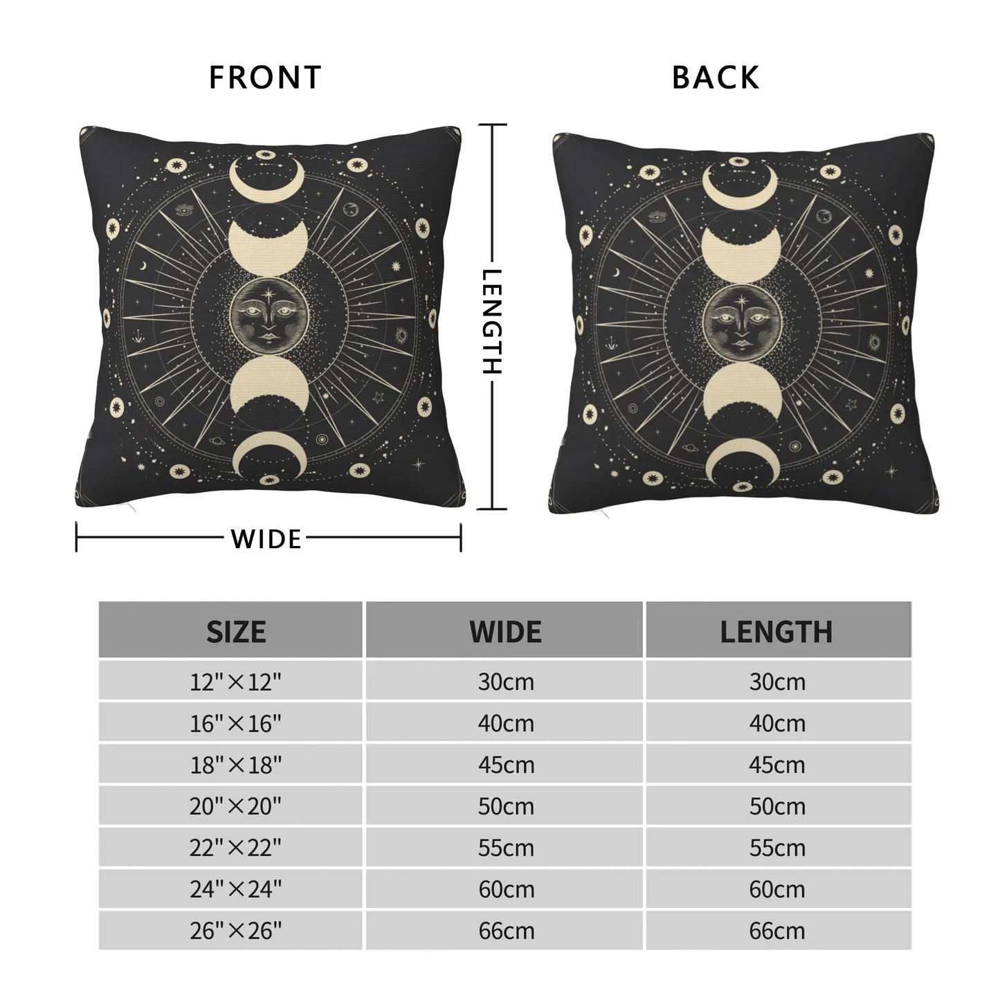 Moon Star Mystic Sun Astrology Tarot Goth Cushion Covers Home Sofa Bed Car Throw Pillow Covers Decorative Pillow Case 45x45cm