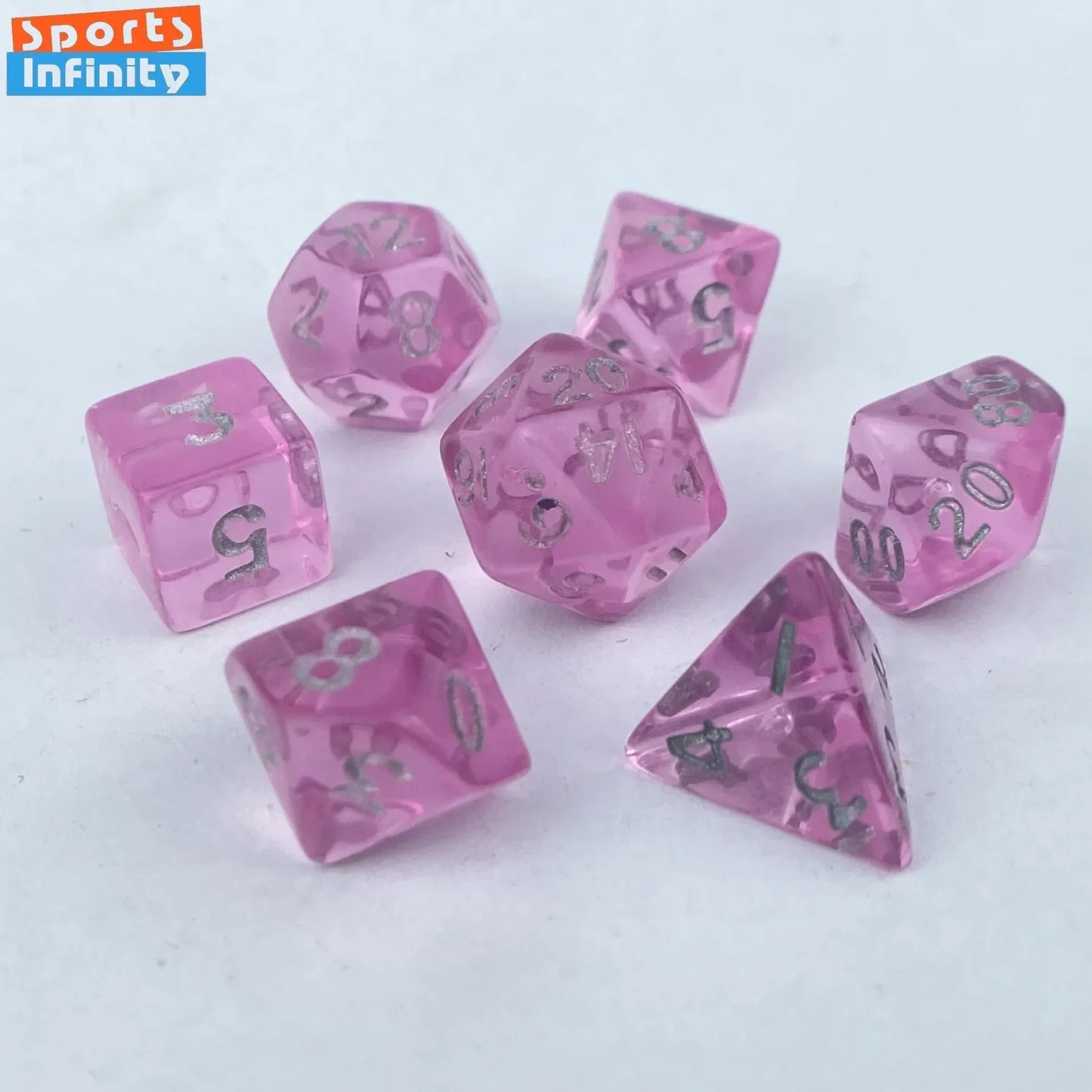 7pcs of Mini Acrylic Dice Set Candy Colored Dice Running Group Board Game Dice D20 D12 D10 D8 D6 D4 DND and COC Polyhedral