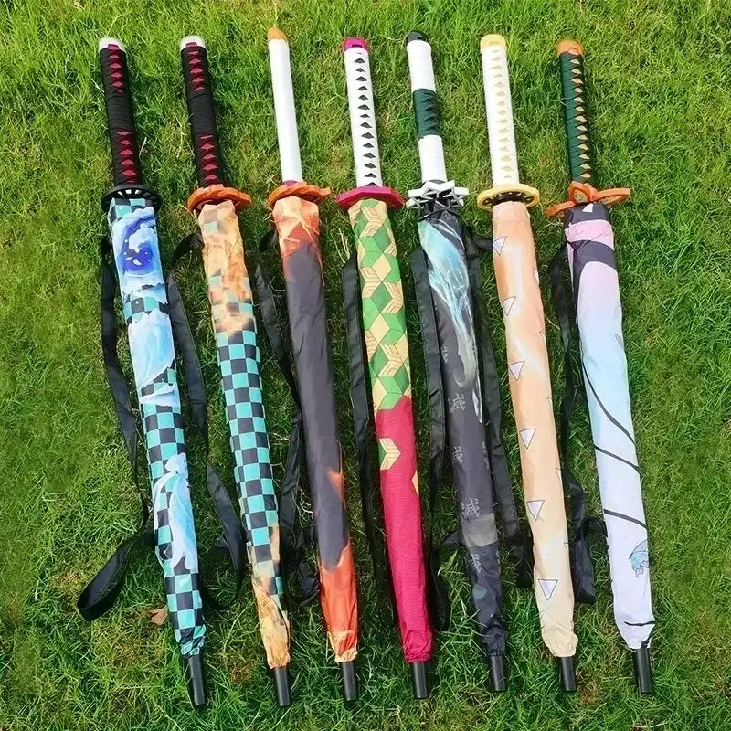 Tanjiro Katana Umbrella: Demon Slayer Long Handle UV Parasol