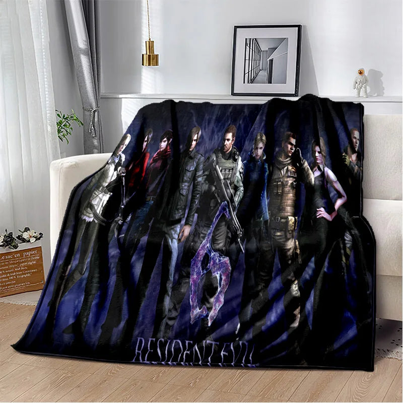 R-Resident Evil Games Gamer Couverture en peluche douce en flanelle pour salon, chambre à coucher, lit, canapé, pique-nique pour enfants