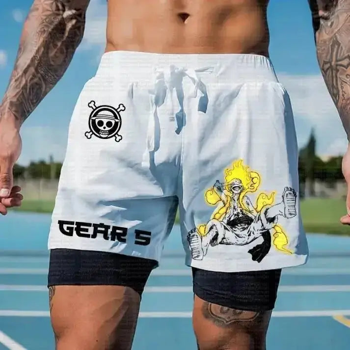 One Piece Running Shorts Straw Hat Gym Shorts
