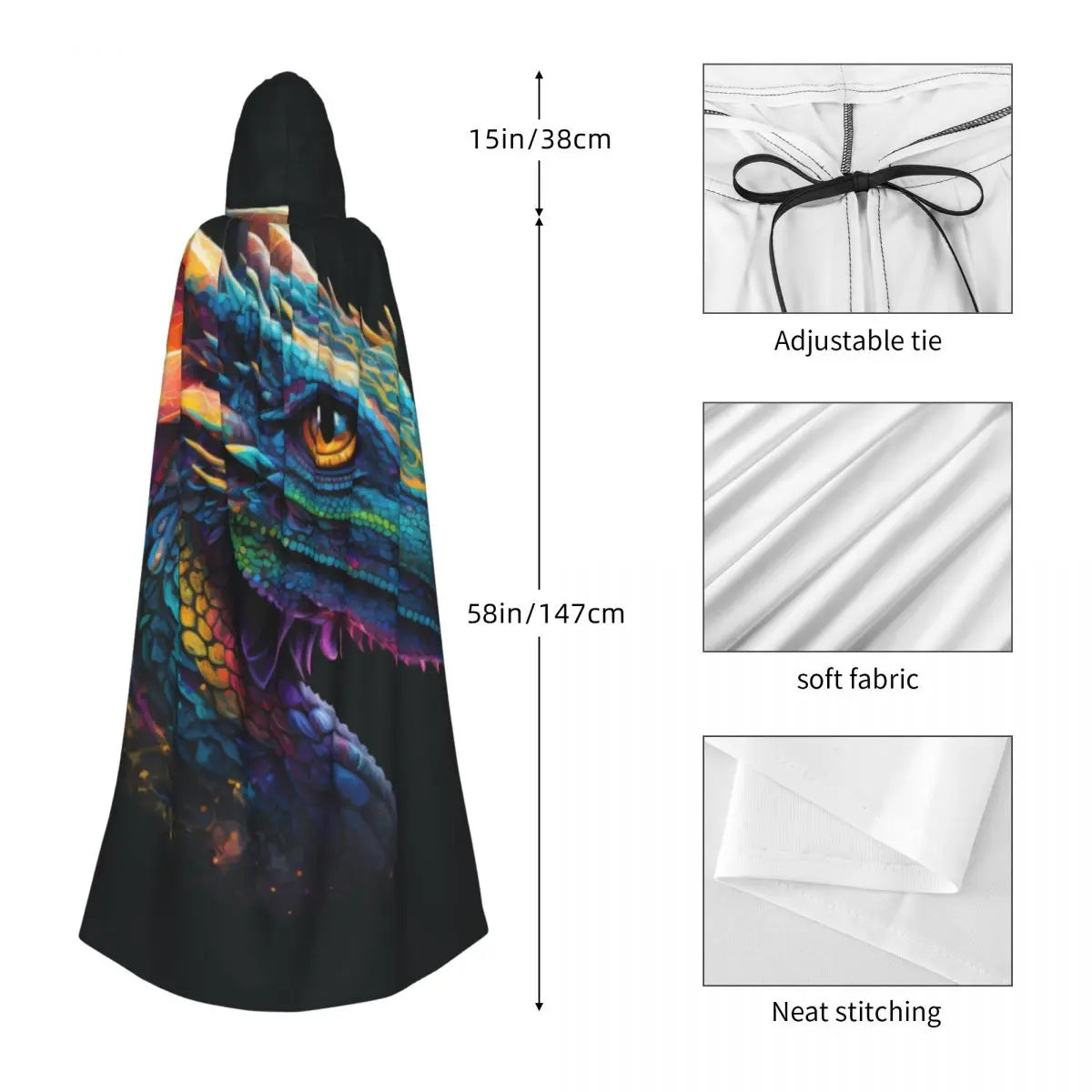 Long Cape Cloak Dragons Hooded Cloak Coat Hoodies Elf Purim