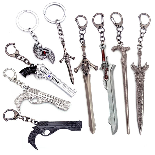 Jeu DMC porte-clés Dante épée rébellion éveil porte-clés Nero rouge reine porte-clés Revolver ébène &amp; blanc ivoire voiture porte-clés