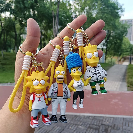 The Simpsons Keychain Cartoon Anime Figure Key Ring Phone Hanging Pendant Kawaii Holder Car Key Chain Birthday Christmas Gift