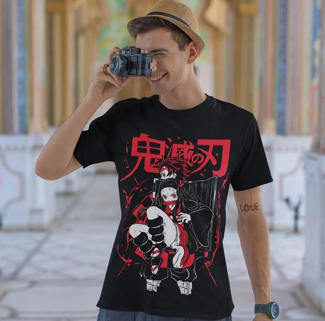 Demon Slayer Tanjiro Nezuko Y2K Children Cotton T-Shirt