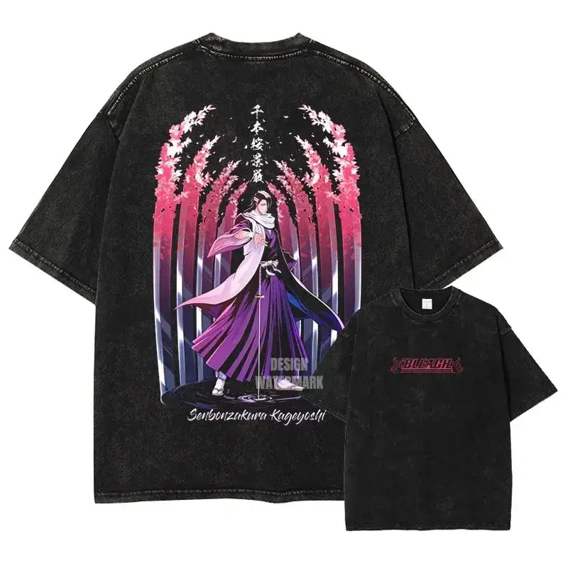Bleach Aizen Sousuke Harajuku Washed Graphic T-Shirt