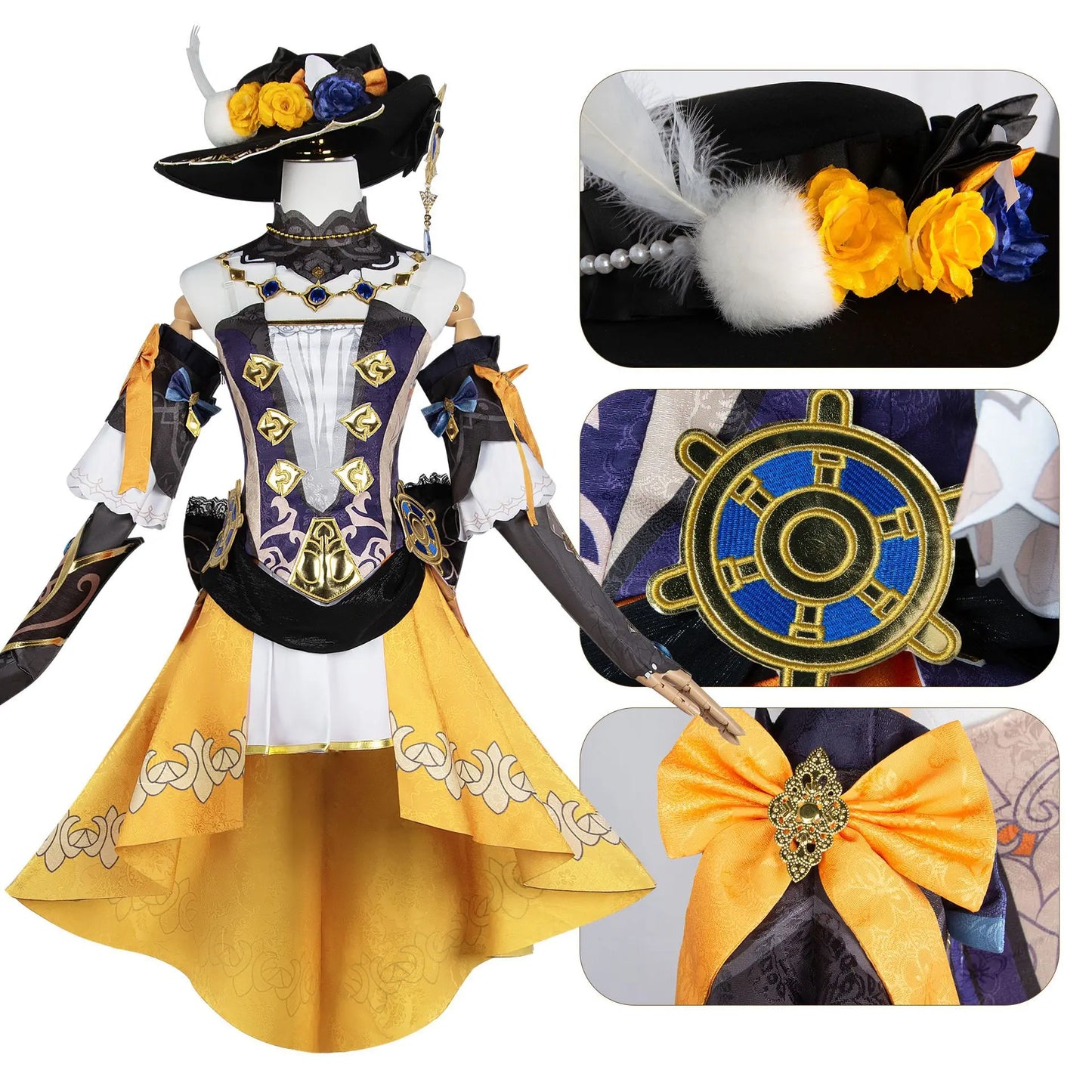 Navia Cosplay disfraz de impacto peluca sombrero conjunto vestido de mujer uniforme fiesta de Halloween para niñas traje