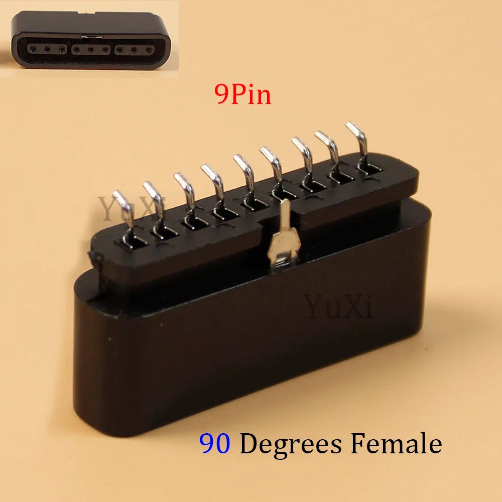 90 180 Degree Interface Female Socket 9 Pin Slot Connector | Replacement Part for PlayStation 2 Console