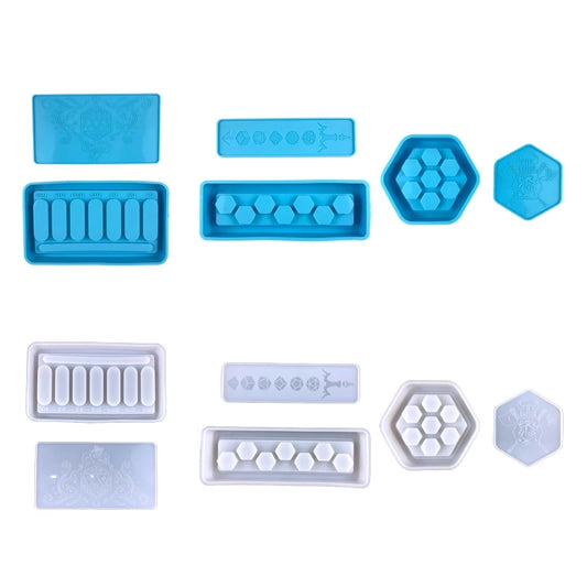 LX9D DIY Epoxy Rectangular Dice Storage Plus Cover Dice Storage Box Mold Silicone Resin Organizer Mold for Jewelry Storage