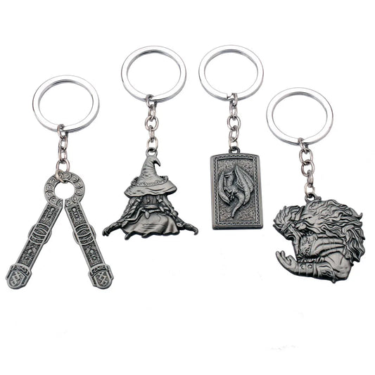 Game Vintage Elden Master Talisman Pendant Keychain for Men Boys Silver Color Metal Key Ring Fans Car Bag Decor Jewelry Gift