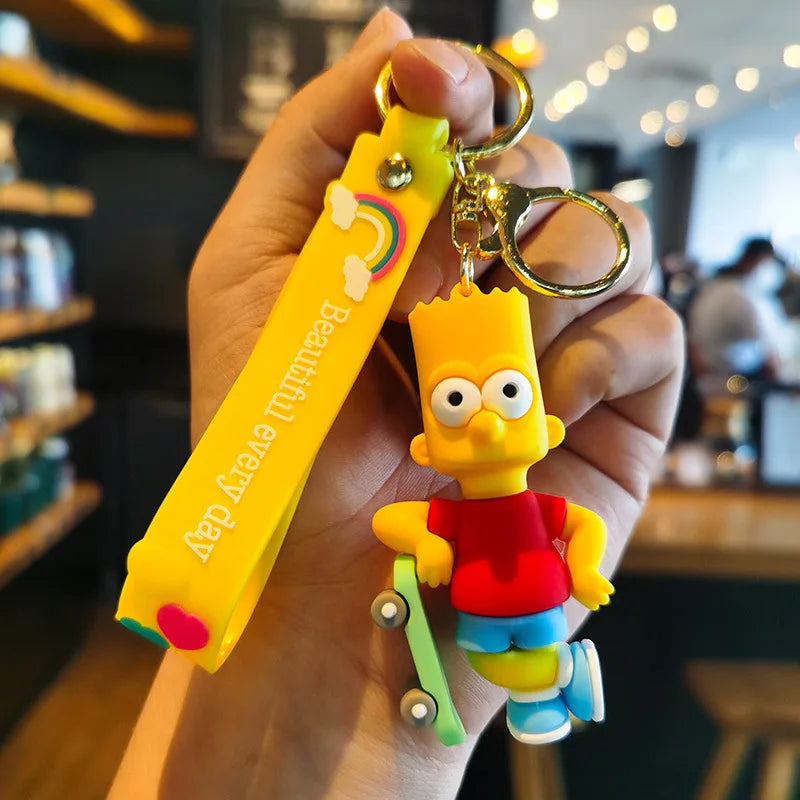 The Simpsons Keychain Cartoon Anime Figure Key Ring Phone Hanging Pendant Kawaii Holder Car Key Chain Birthday Christmas Gift