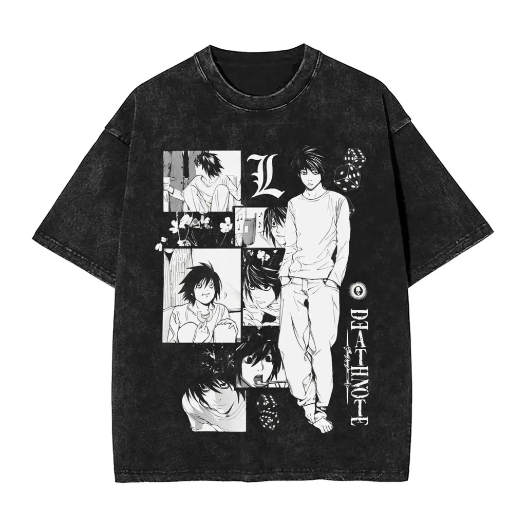 L Lawliet T-Shirt Death Note Vintage Washed Tee