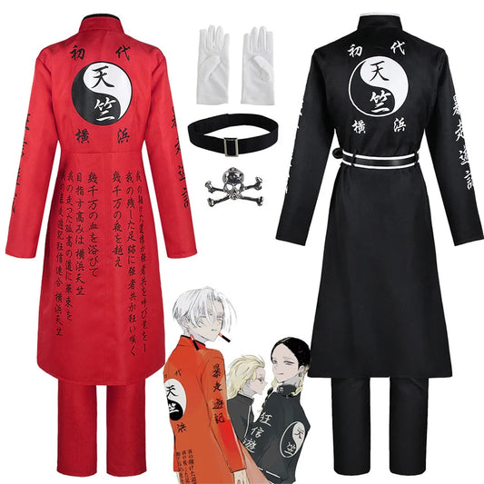 Anime Tokyo Revengers Cosplay Kurokawa Izana Rindo Haitani Cosplay disfraz gabardina uniforme rojo negro trajes de fiesta de Halloween