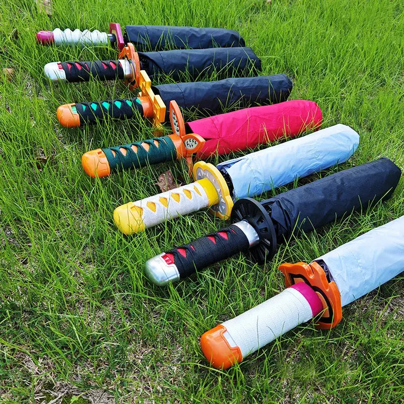 Tanjiro Katana Umbrella: Demon Slayer Long Handle UV Parasol