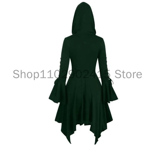 Women Medieval Renaissance Retro Hooded Dress Elf  Victorian Gothic Steampunk Cloak Jackets Coat Carnival Party Cosplay Costumes