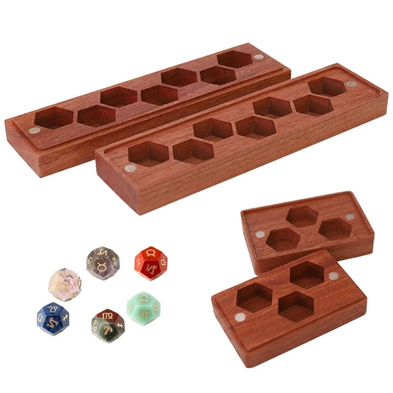 Caja de dados de madera, caja de almacenamiento de dados para juegos de mesa, caja de soporte para dados, cofre de madera con tapa magnética para juegos de mesa