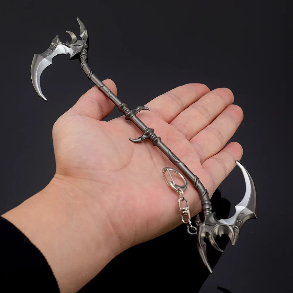 28cm Dragon Slaying Blade Mir2 Legend Game Peripheral Corrupted AshBringer Staff of Judgment Metal Uncut Weapons Model Keychains