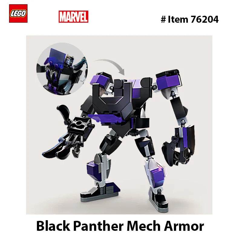 LEGO 76204 Marvel Black Panther Mech Armor Building Kit; Collectible Mech and Minifigure for Super-Hero Kids Aged 7+ (124 Pcs) - 76204