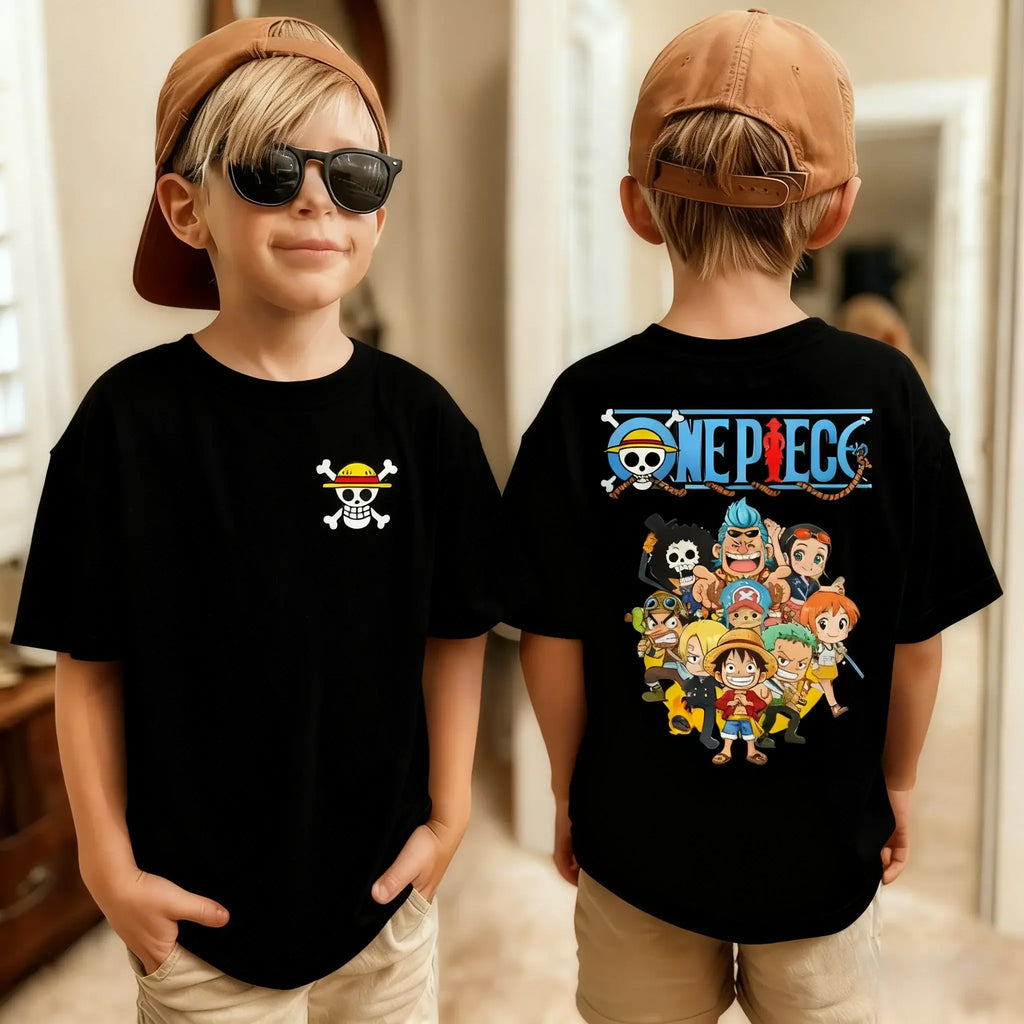 One Piece Luffy Kids T-Shirt Pure Cotton Boys Top Summer Tee