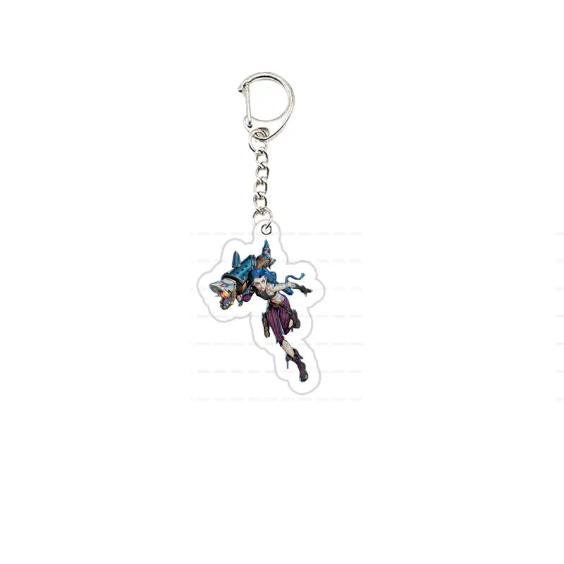 Acrylic Arcane Jinx Vi Caitlyn Ekko Viktor Keychain  Arcane FigurePendant Keyring Key chainKeyRing for Accessories Bag Fans Gift