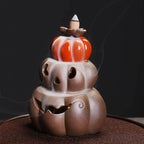 LED Lamp Pumpkin Halloween Waterfall Backflow Incense Burner - Brown