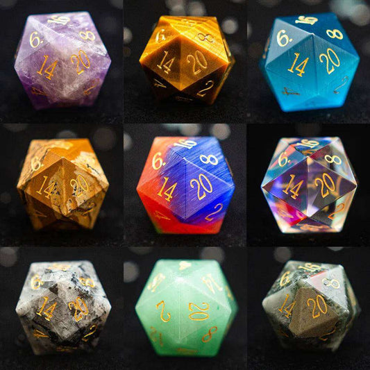1pc 20 Sided D20 Dice Polyhedral Gemstone Digital D20 DnD Dice for D&D TRPG Magic Tabletop Games Board Games Dice