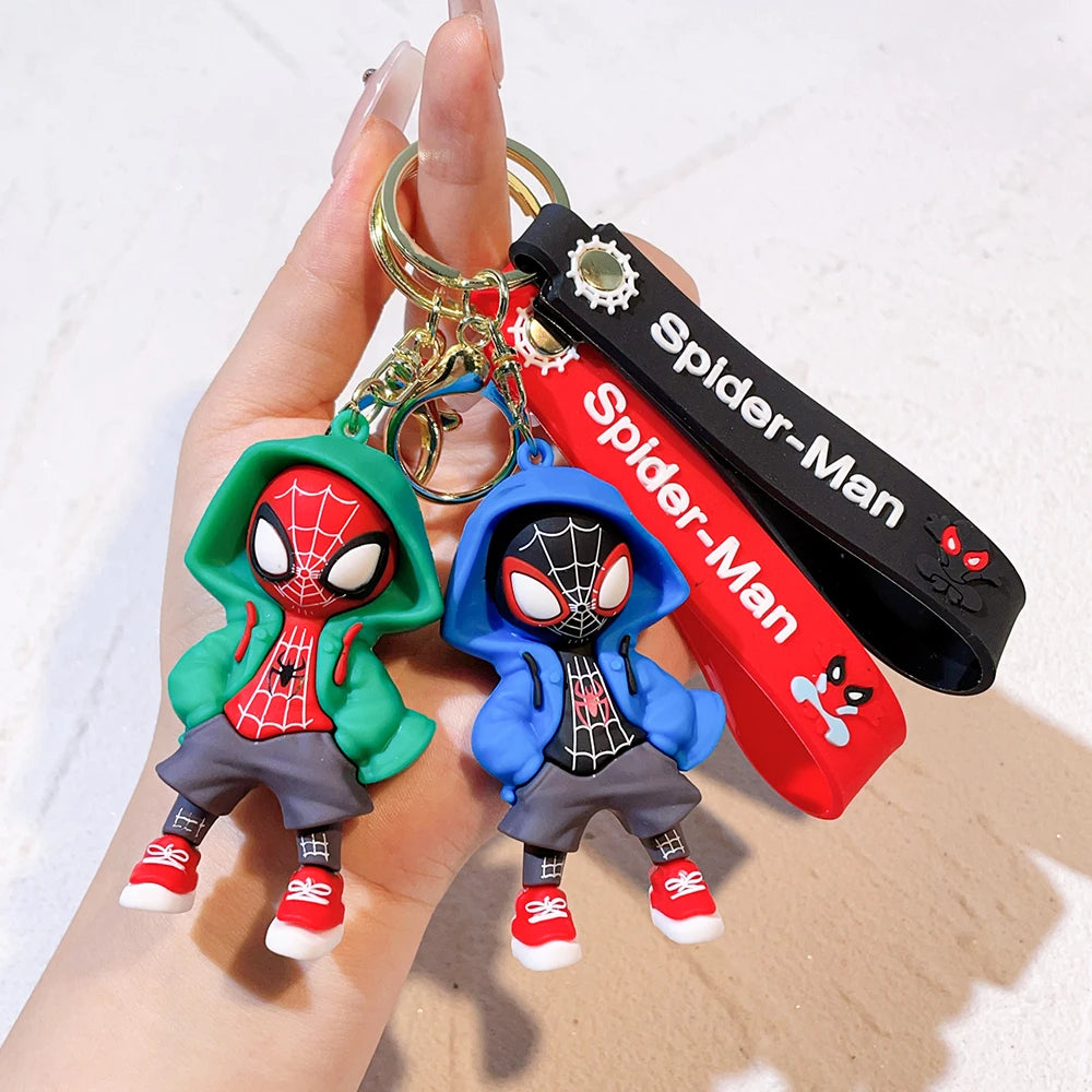 Disney Marvel Spider-Man Keychain Cartoon Comics Avengers Series Key Ring Pendant Ornaments Jewelry Gifts for Friends