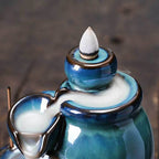 Blue Jars Cascading Waterfall Backflow Incense Burner Holder - 