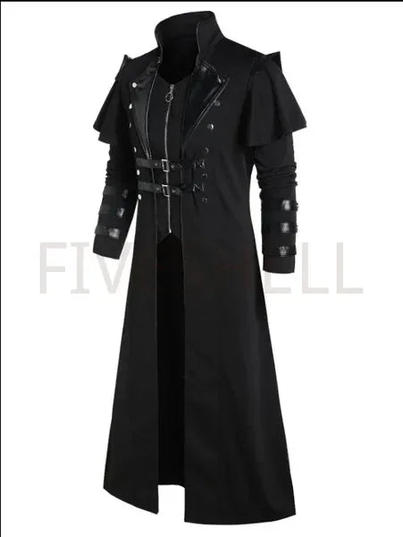 Vintage hommes gothique Steampunk longue veste Trench manteau rétro médiéval guerrier chevalier pardessus mâle Victoria Long manteau grande taille