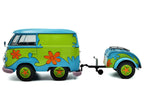 2024 Volkswagen Kool Kombi Van with Trailer "Ghost Hunter" Blue and Green with Graphics 1/18 Diecast Model Car by Solido