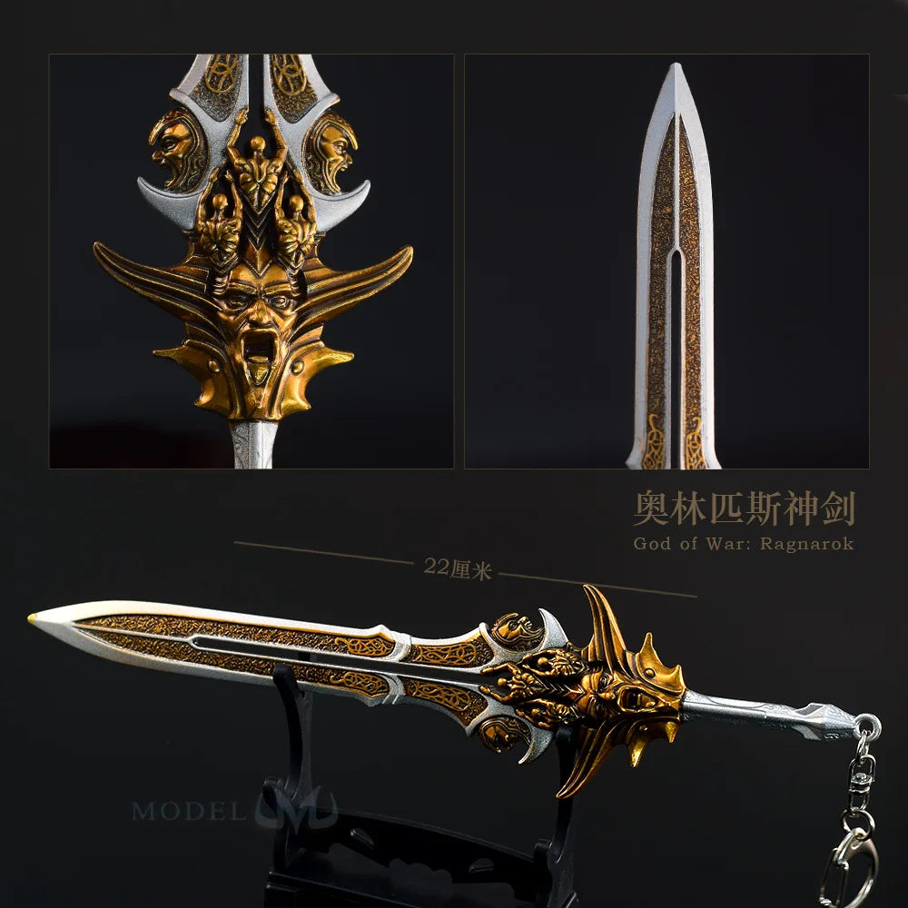 Porte-clés lame d'olympus de 22cm, dieu de la guerre, périphérique Kratos, modèle d'arme entièrement en métal, Katana, épée de samouraï, artisanat