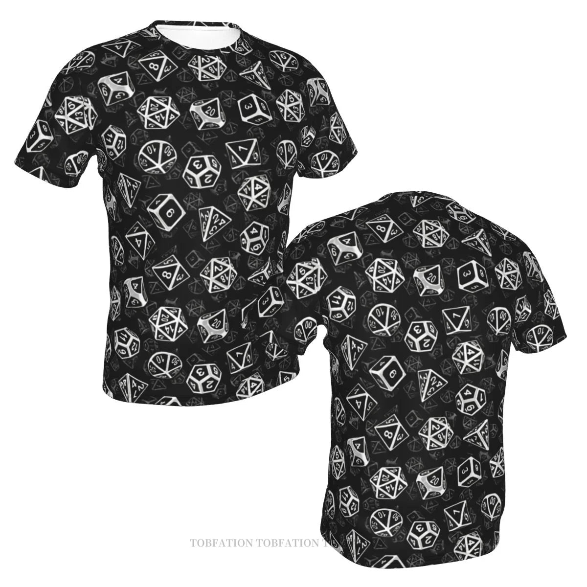 D20 Dice Set Pattern Dnd Summer T Shirts Polyester Tshirt Quick-drying Short Sleeve 3D Printed Breathable Clothes