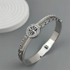 New tree of life horseshoe zircon gold-plated stainless steel bracelet 18K, high quality waterproof couple bracelet, wife gift