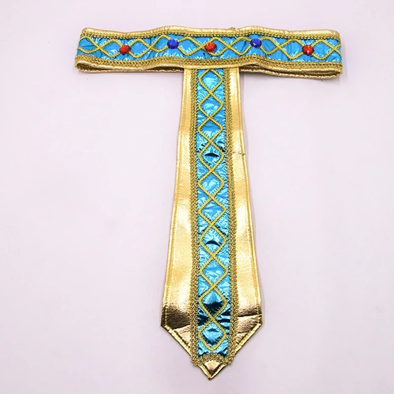 Conjunto de accesorios de disfraz egipcio, tocado de faraón egipcio, pulseras de cuello egipcio para juego de rol de Halloween, Cosplay