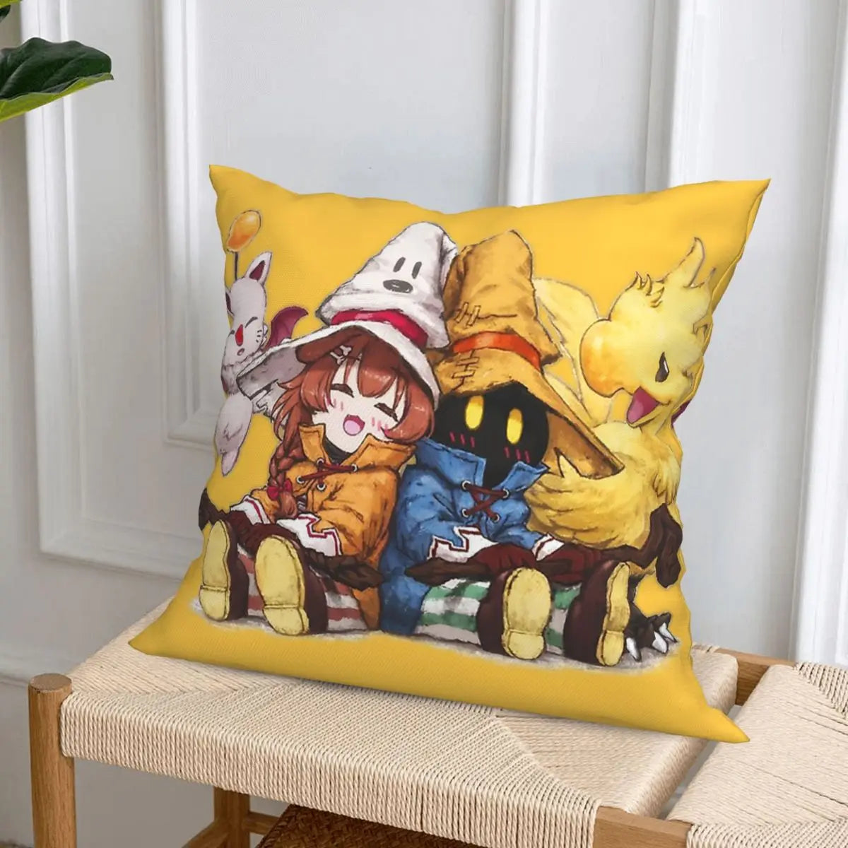 Cute Chocobo & Tifa Final fantasy gaming Soft Cushion Cover Decor Throw Pillow Case Cover for Seater Double-sided Printed
