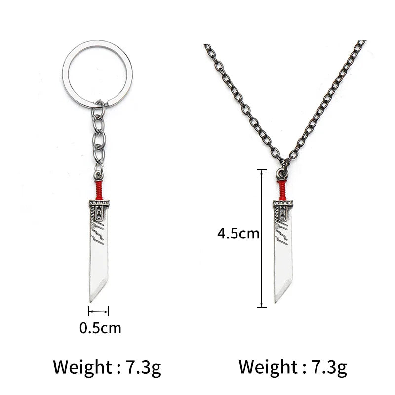 FF7 Game Final Fantasy Weapon Model Cloud Strife Buster Sword Keychain Men Metal Zack Knife Key Chains Cosplay Llaveros