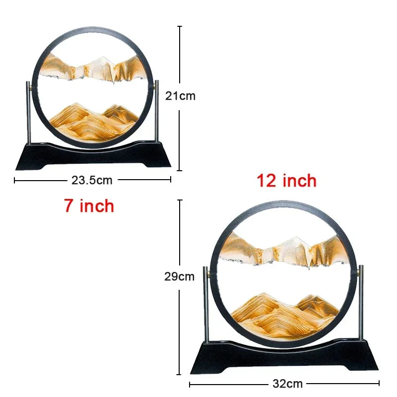 Peinture de sable fluide rotative et créative, Art de sable en mouvement, verre rond 3D, paysage de sable mouvant, sablier, décoration de bureau et de maison, cadeaux